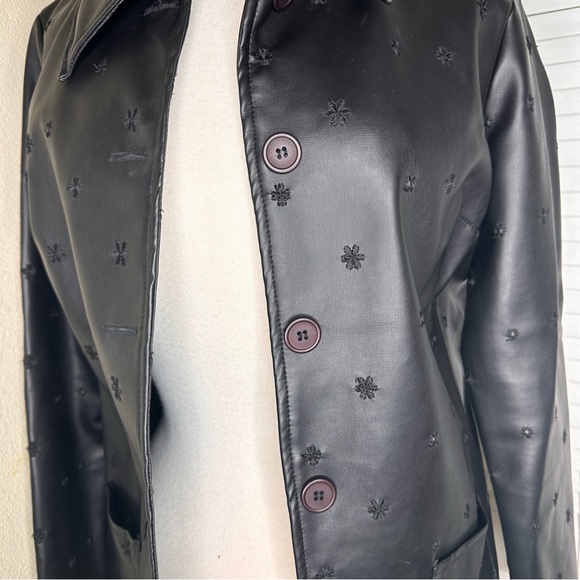 Faux Leather Necessary Objects Flower Accent Jacket - Picture 8 of 10